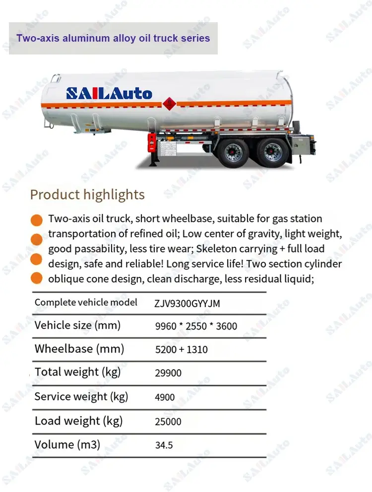 SAIL 2 Axle 40000 Liters Oil : Fuel Transport Tanker Trailer highlight