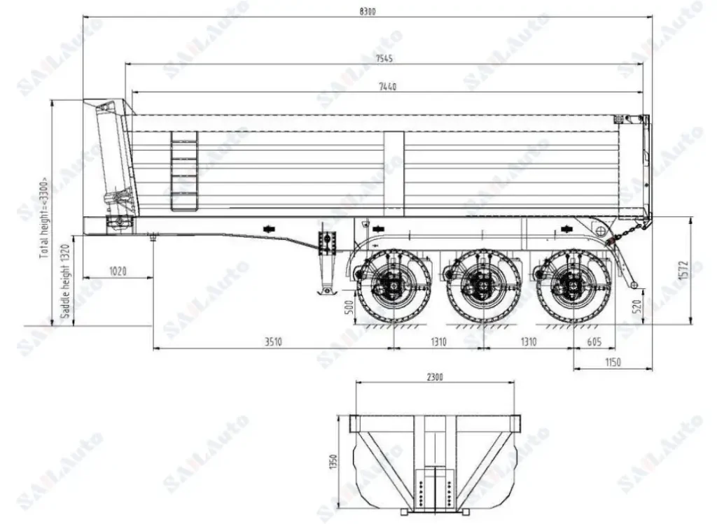 SAIL 22CBM Triple Axle Hydraulic End Dump Trailer9