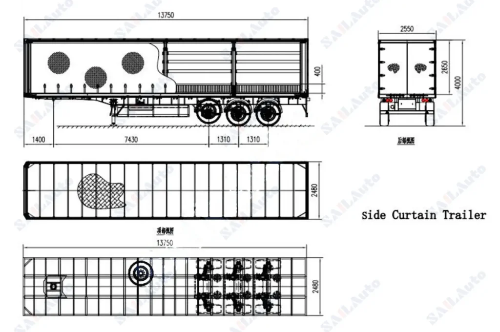 SAIL 3 Axle 13.75m | 30 Ton Payload Side Curtain Semi Trailer Fast Loading for Logistics and Freight6