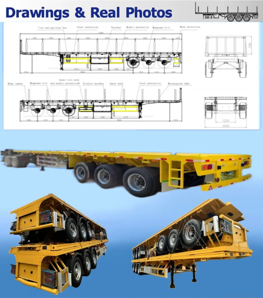SAIL 3 Axle 30 tons 45 feet 13.5m Flatbed Semi trailer for Saudi Arabia description7