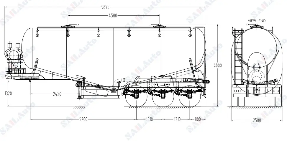 SAIL 3 Axle Bulk Cement Powder Tank Semi Trailer diagram