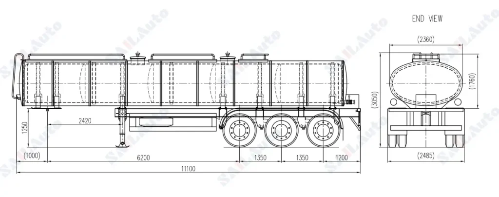 SAIL Tri Axle 50000 Liters Oil Tanker Trailer product diagram